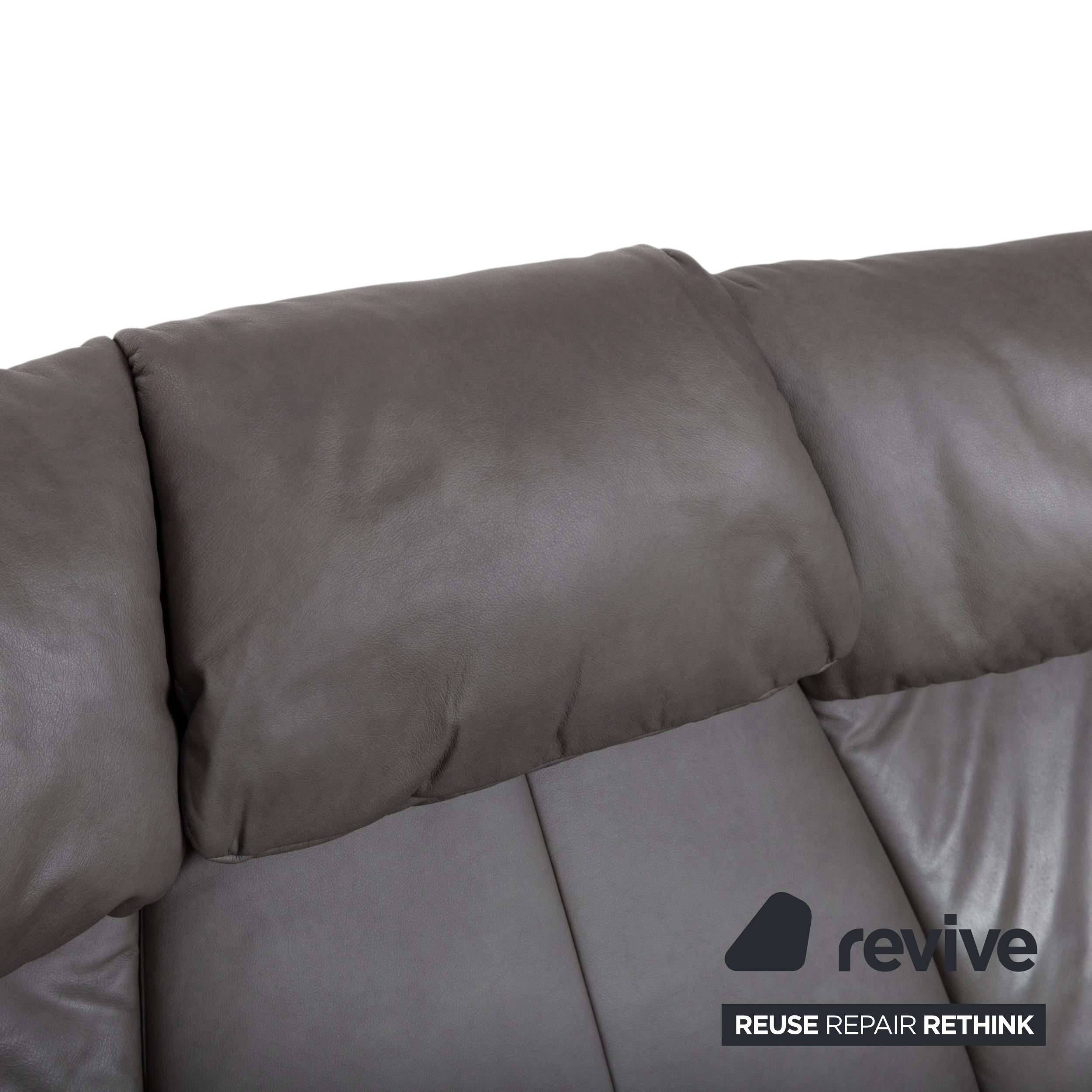 Himolla Trapez Leder Dreisitzer Grau Anthrazit manuelle Funktion Sofa Couch