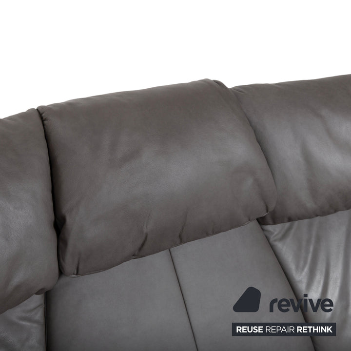 Himolla Trapez Leder Dreisitzer Grau Anthrazit manuelle Funktion Sofa Couch