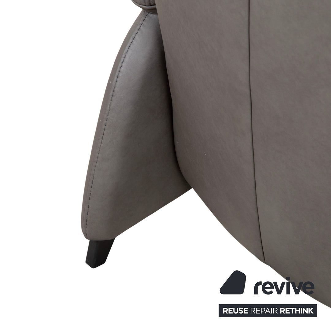 Himolla Trapez Leder Dreisitzer Grau Anthrazit manuelle Funktion Sofa Couch