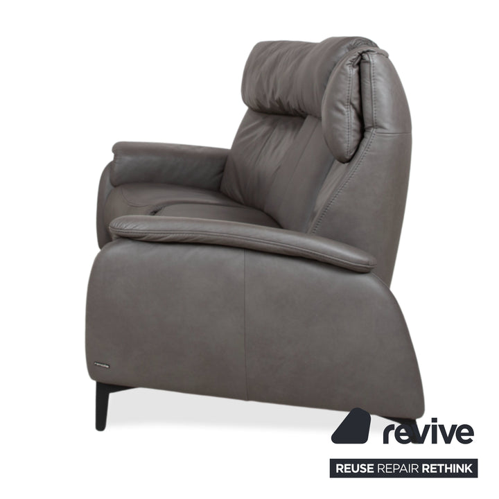 Himolla Trapez Leder Dreisitzer Grau Anthrazit manuelle Funktion Sofa Couch