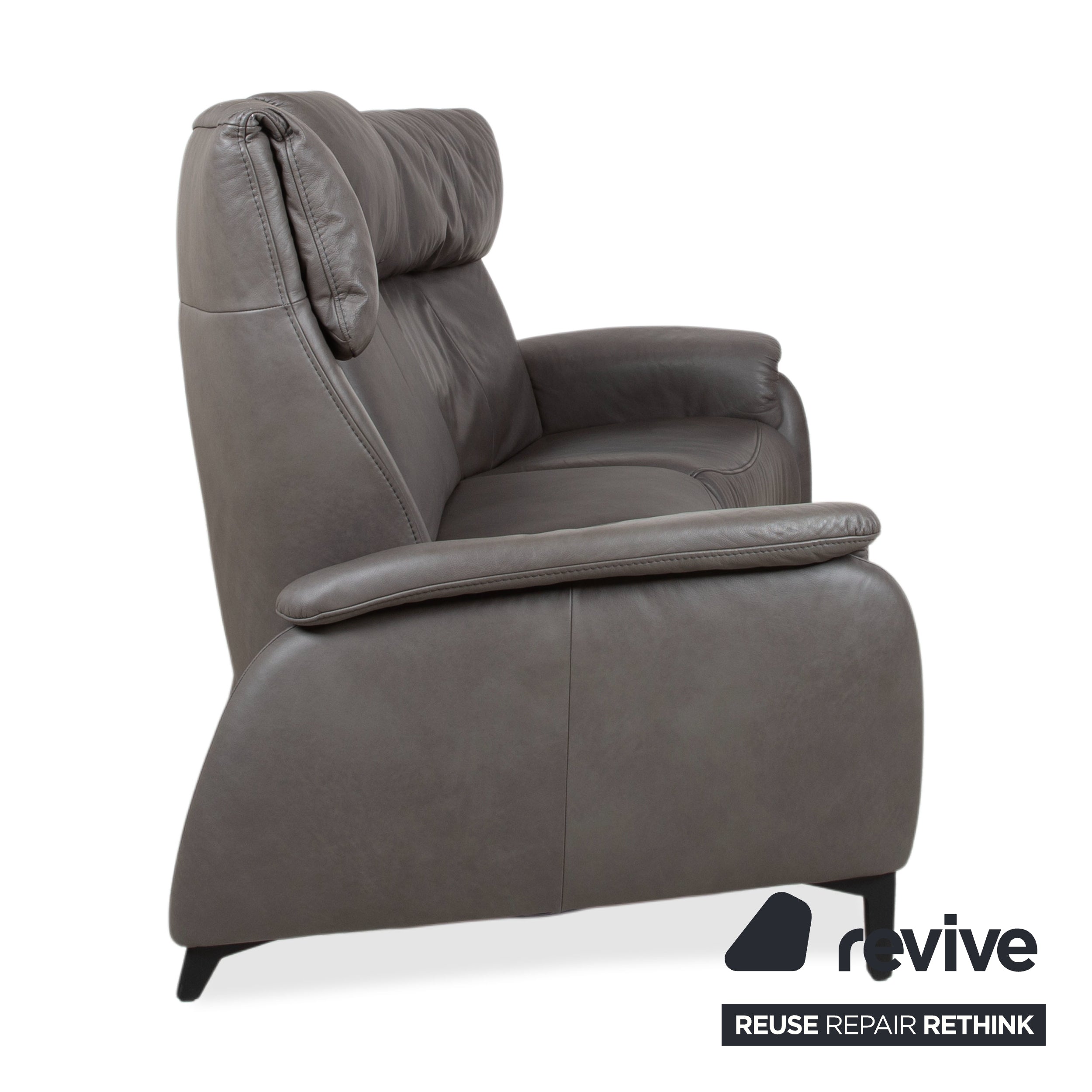 Himolla Trapez Leder Dreisitzer Grau Anthrazit manuelle Funktion Sofa Couch