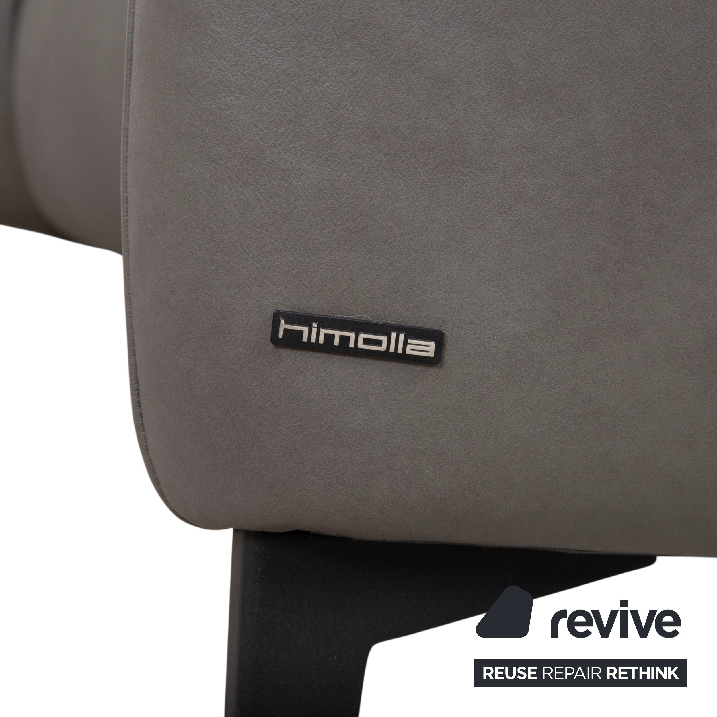 Himolla Trapez Leder Dreisitzer Grau Anthrazit manuelle Funktion Sofa Couch