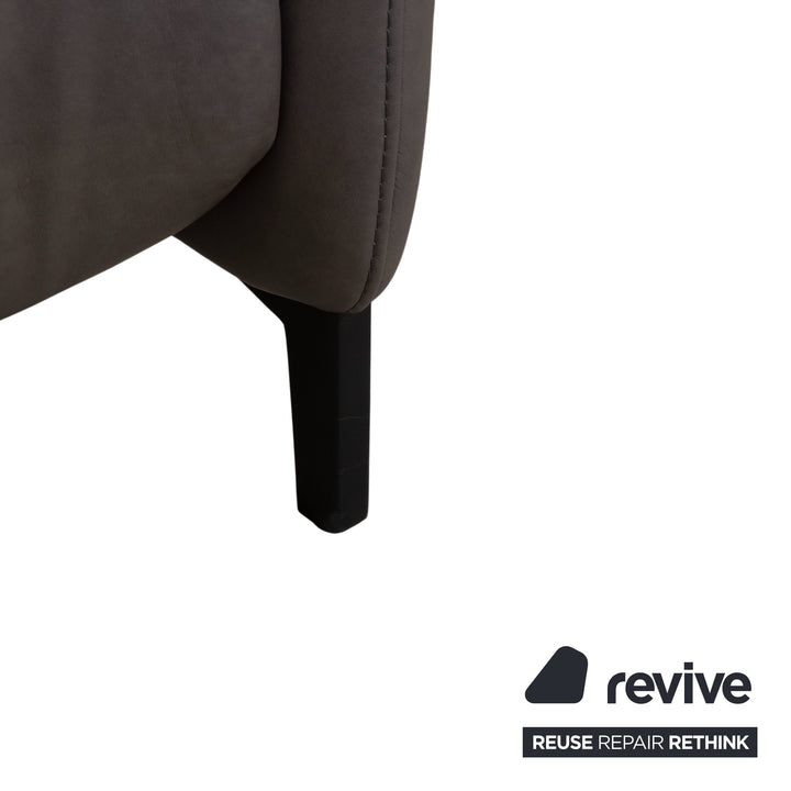 Himolla Trapez Leder Dreisitzer Grau Anthrazit manuelle Funktion Sofa Couch