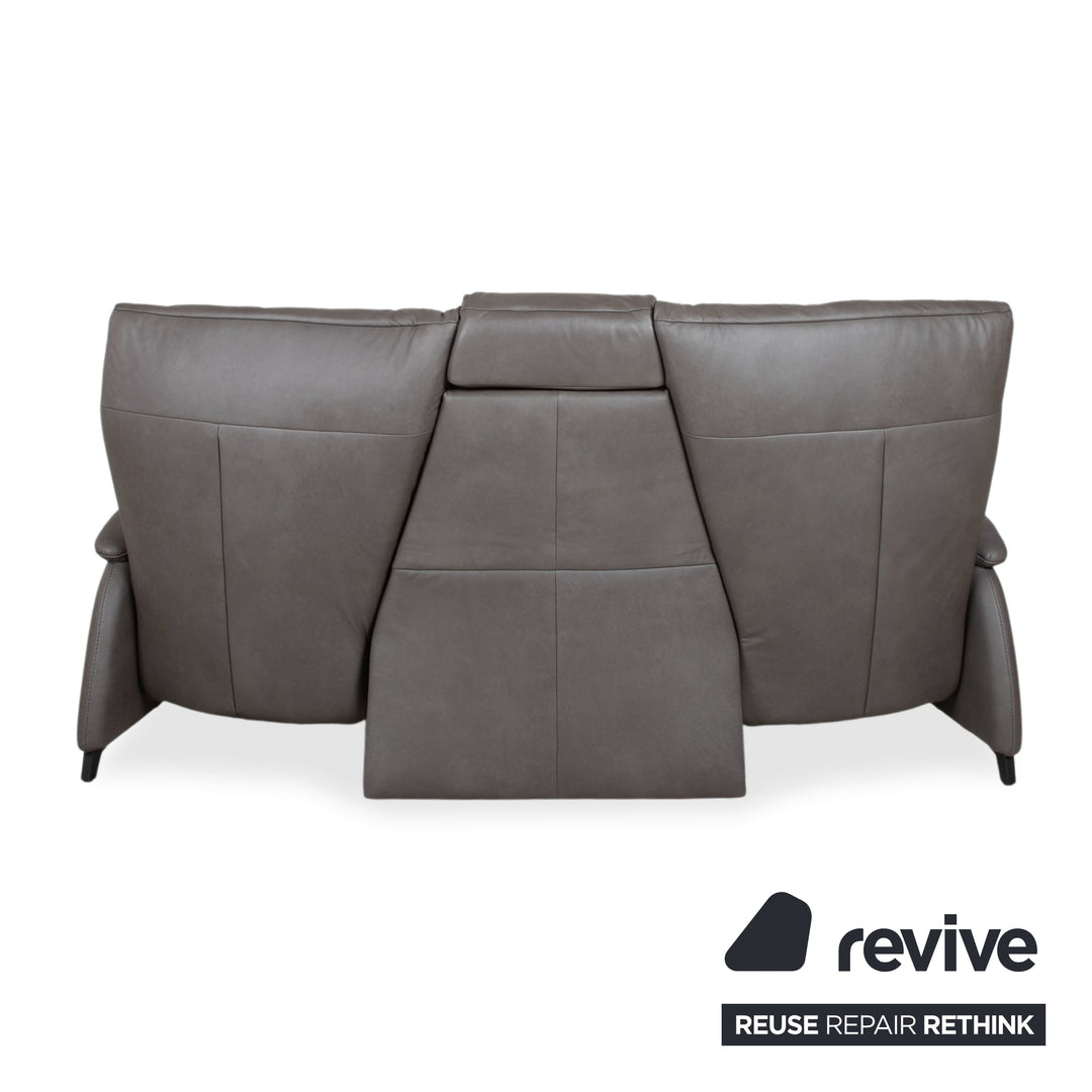 Himolla Trapez Leder Dreisitzer Grau Anthrazit manuelle Funktion Sofa Couch