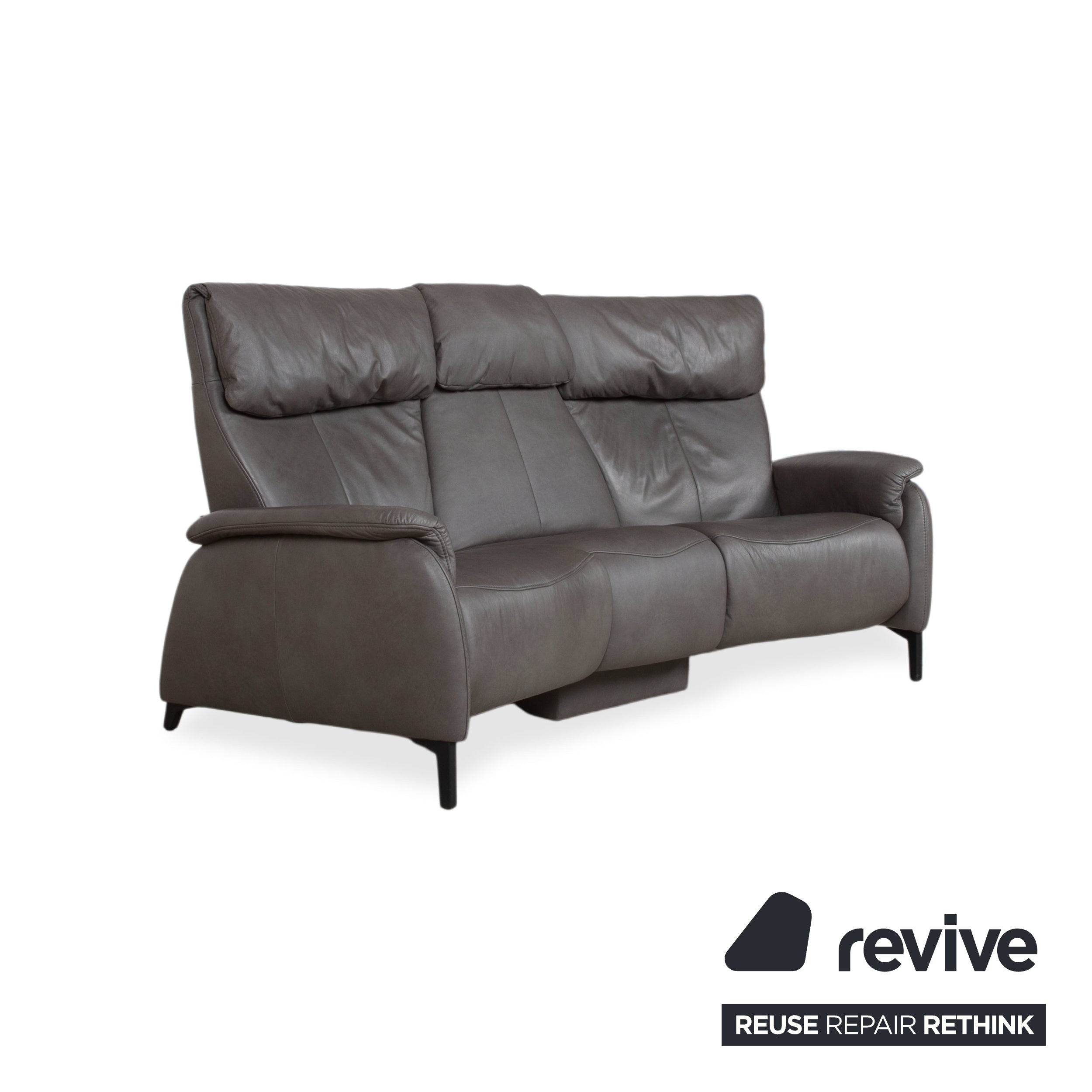 Himolla Trapez Leder Dreisitzer Grau Anthrazit manuelle Funktion Sofa Couch
