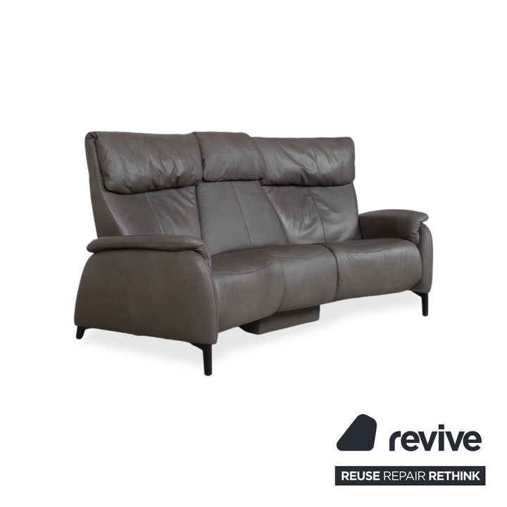 Himolla Trapez Cuir Trois Places Gris Anthracite fonction manuelle Canapé
