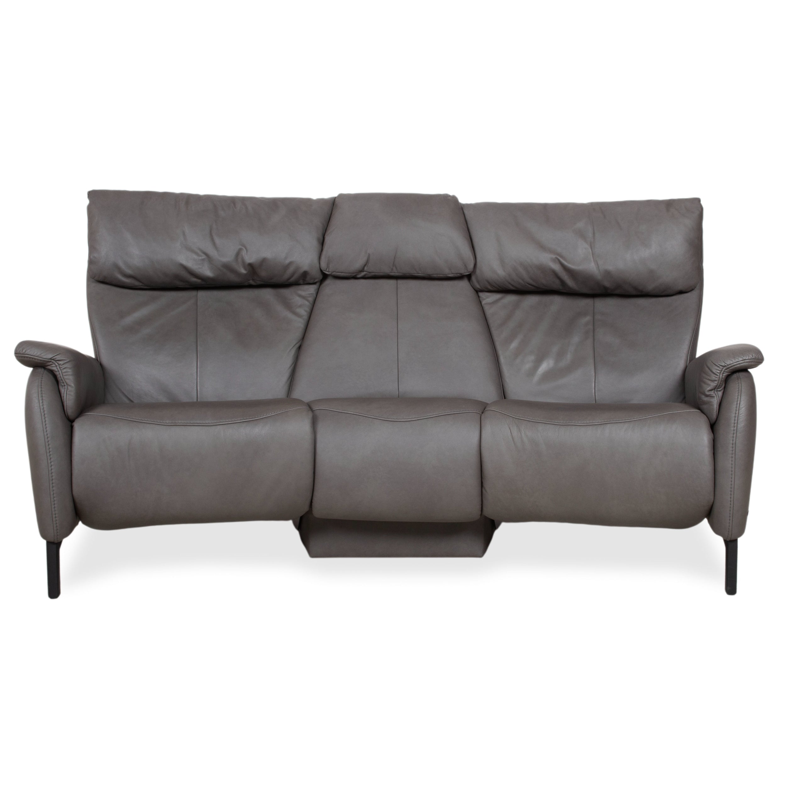 Himolla Trapez Leder Dreisitzer Grau Anthrazit manuelle Funktion Sofa Couch