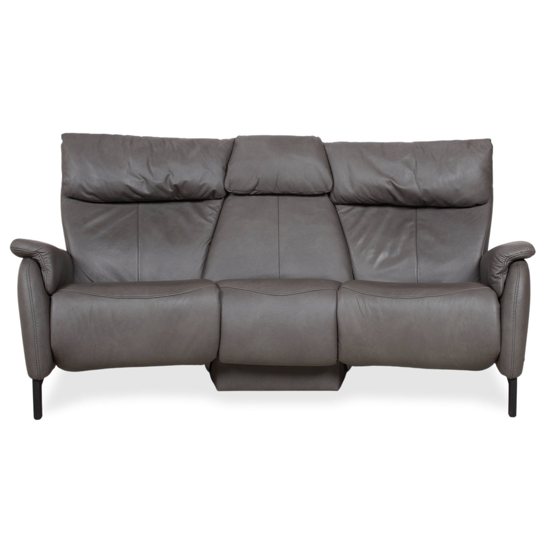 Himolla Trapez Leder Dreisitzer Grau Anthrazit manuelle Funktion Sofa Couch