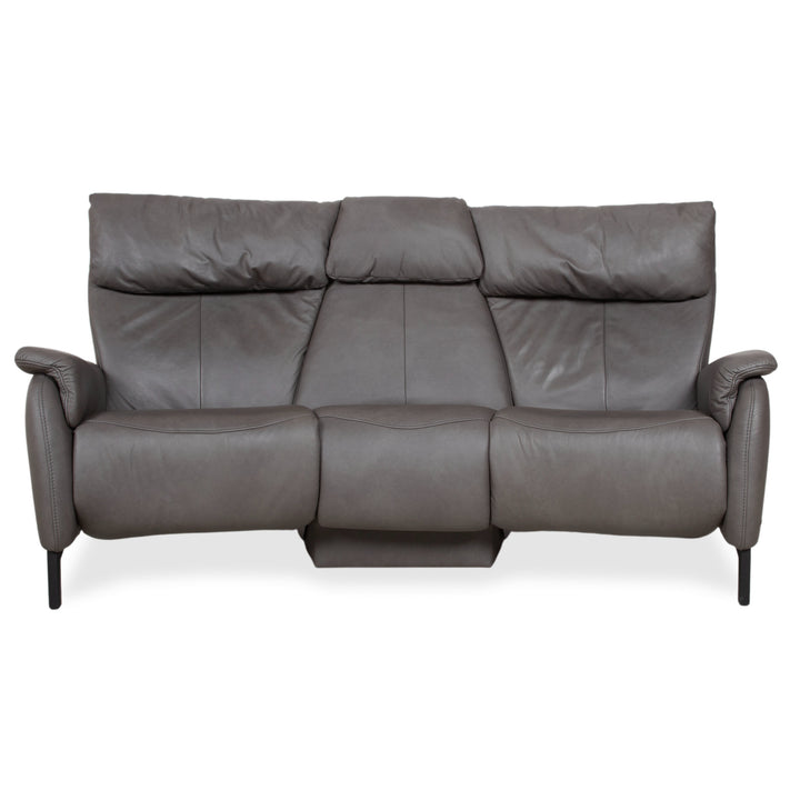Himolla Trapez Leder Dreisitzer Grau Anthrazit manuelle Funktion Sofa Couch