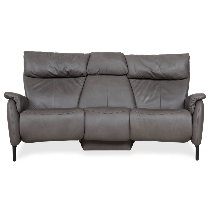 Himolla Trapez Leder Dreisitzer Grau Anthrazit manuelle Funktion Sofa Couch