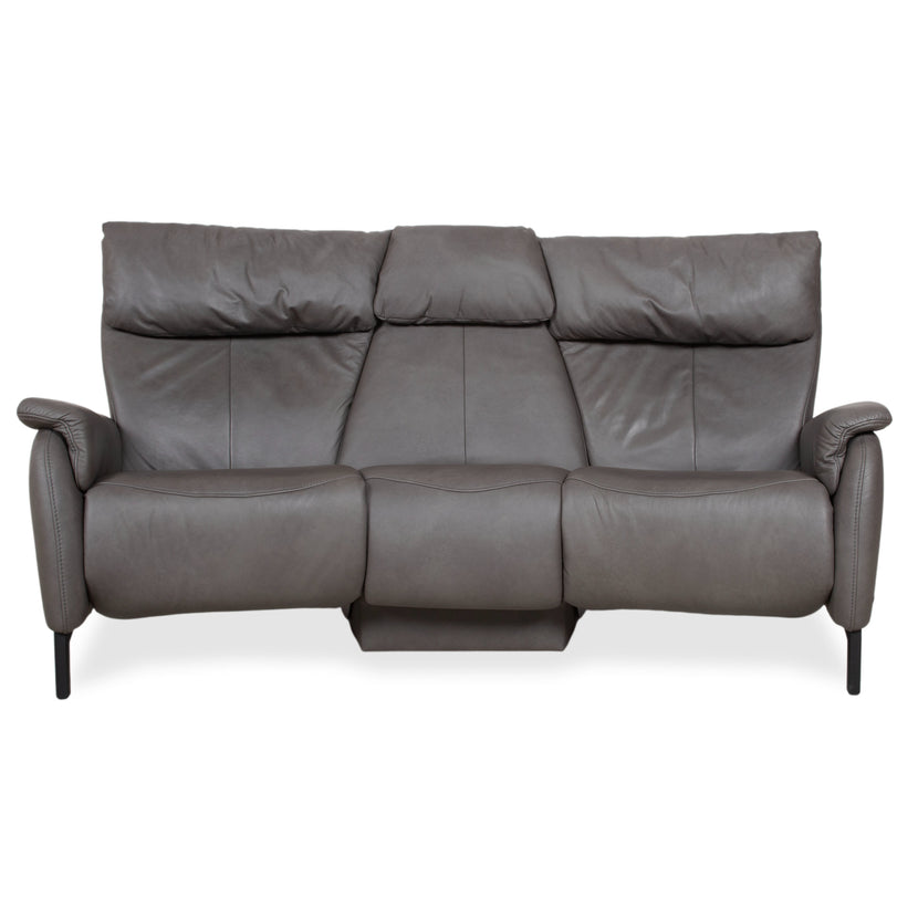 Himolla Trapez Leder Dreisitzer Grau Anthrazit manuelle Funktion Sofa Couch