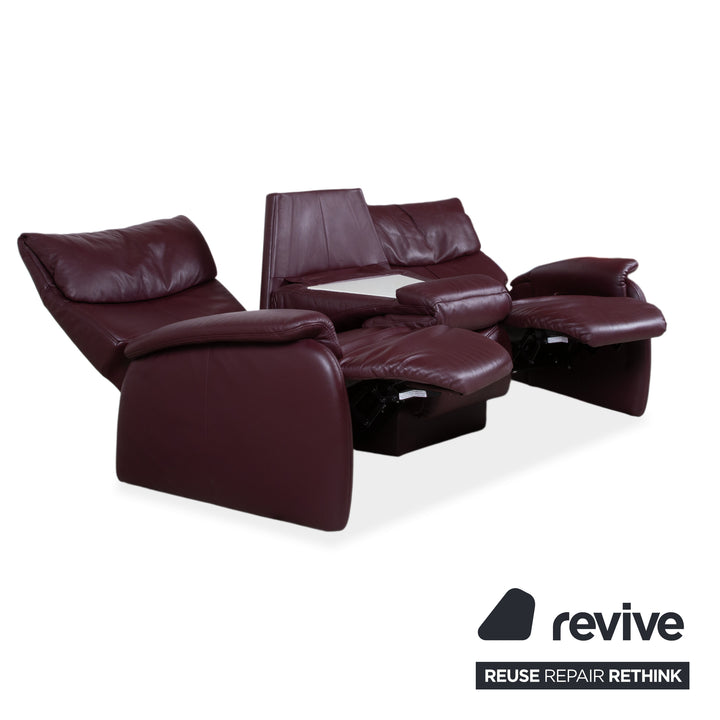 Himolla Trapez Leder Dreisitzer Rot manuelle Funktion Sofa Couch