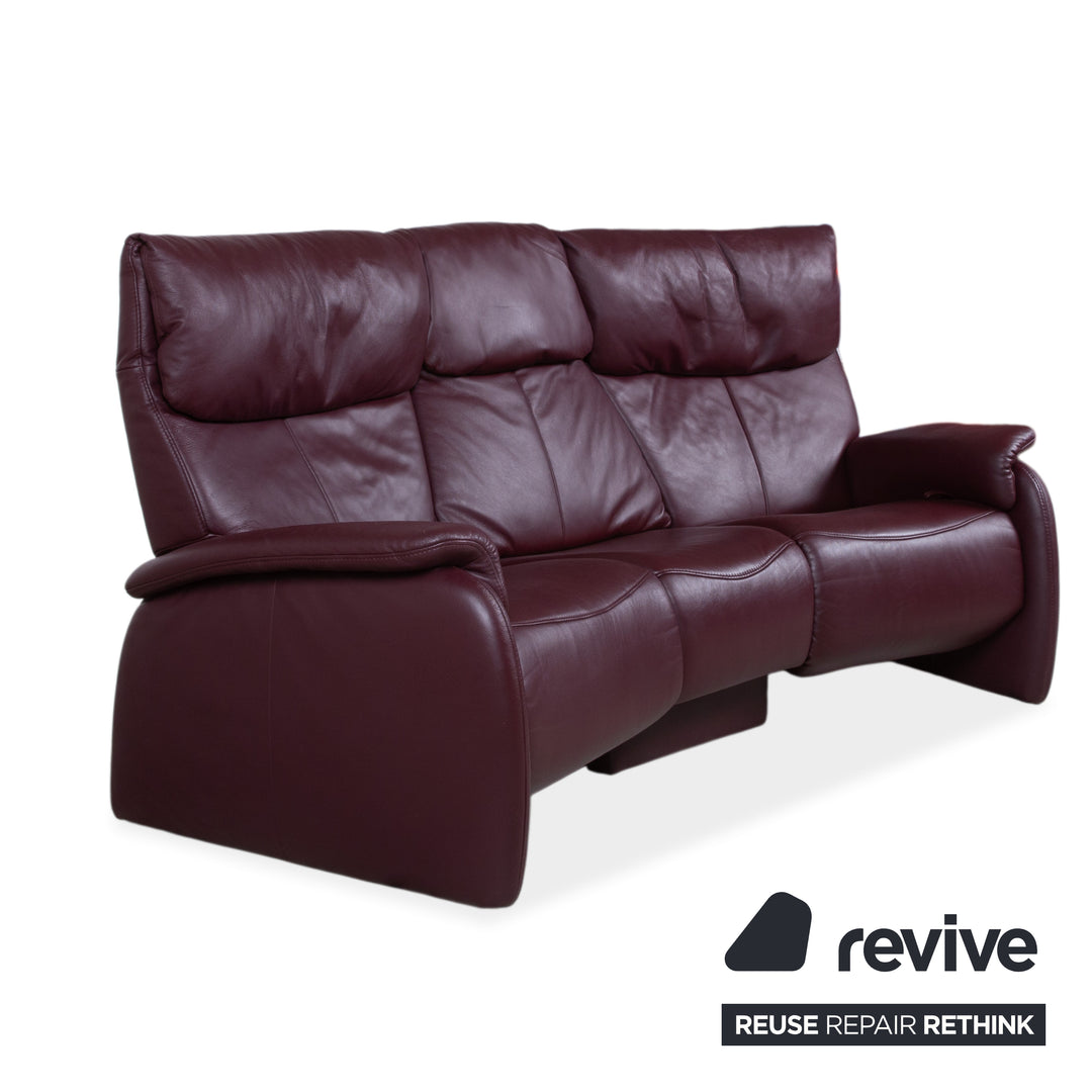 Himolla Trapez Leder Dreisitzer Rot manuelle Funktion Sofa Couch