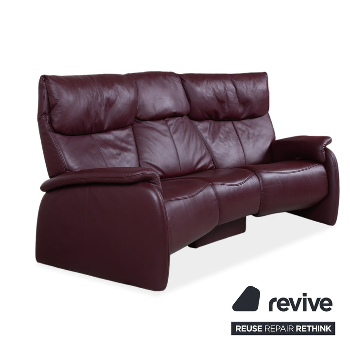 Himolla Trapez Leder Dreisitzer Rot manuelle Funktion Sofa Couch