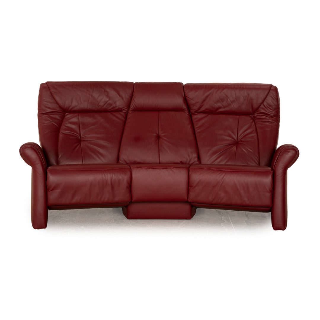 Himolla Trapez Leder Dreisitzer Rot manuelle Funktion Sofa Couch