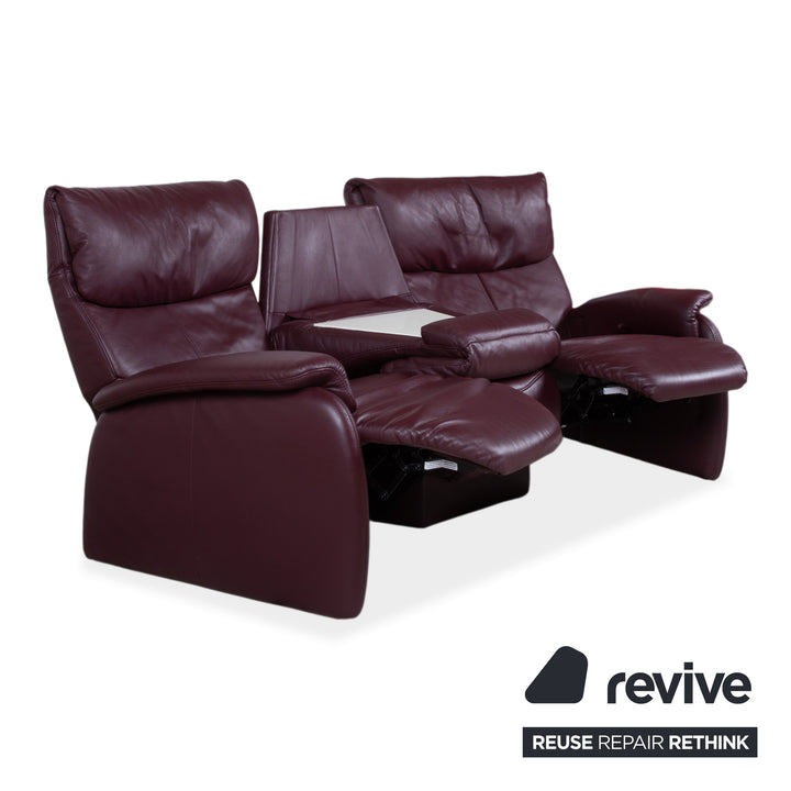 Himolla Trapez Leder Dreisitzer Rot manuelle Funktion Sofa Couch
