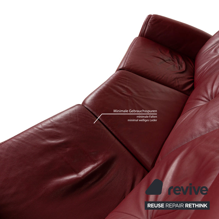 Himolla Trapez Leder Dreisitzer Rot manuelle Funktion Sofa Couch