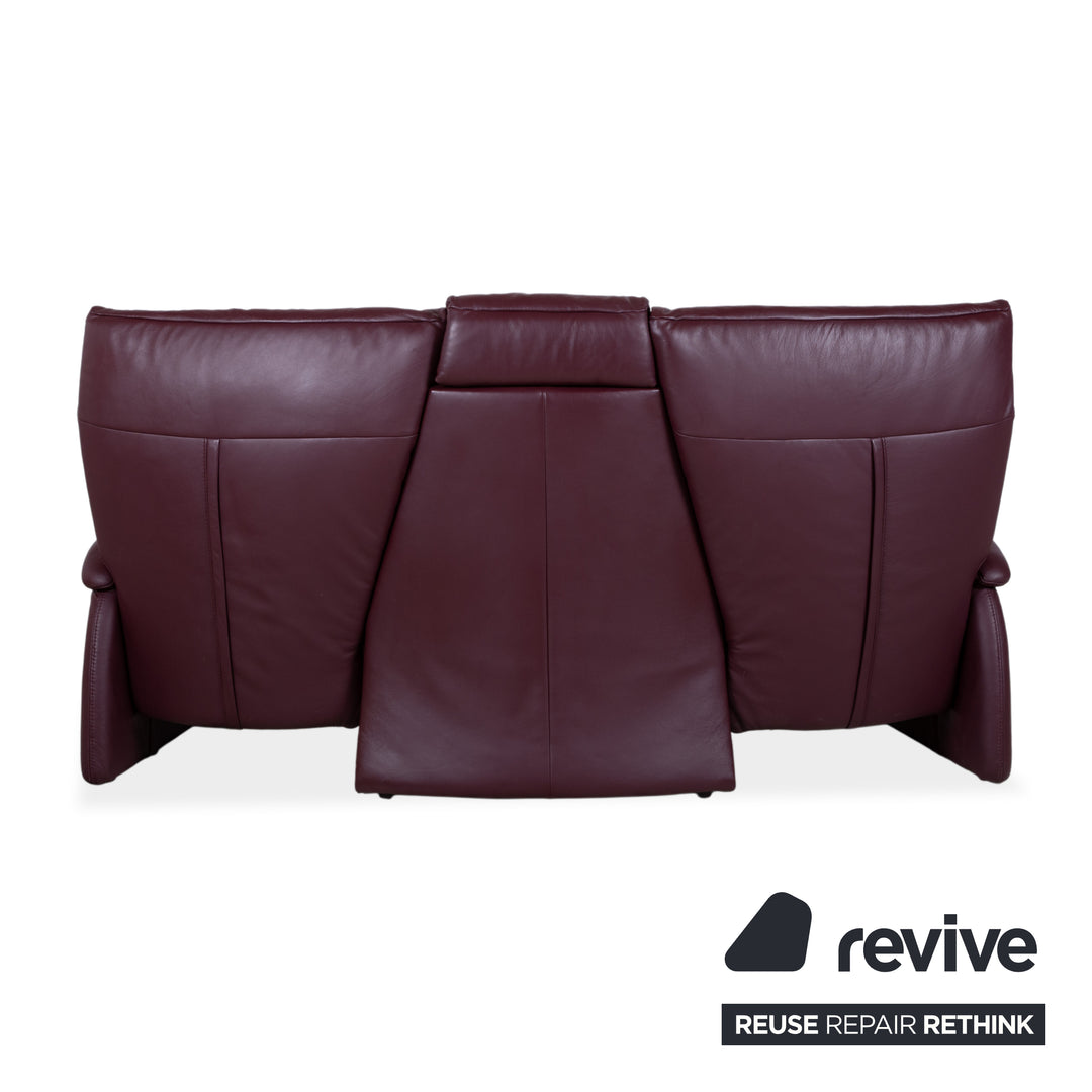 Himolla Trapez Leder Dreisitzer Rot manuelle Funktion Sofa Couch