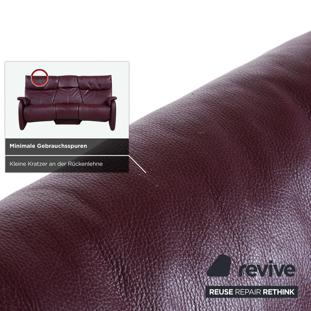 Himolla Trapez Leder Dreisitzer Rot manuelle Funktion Sofa Couch
