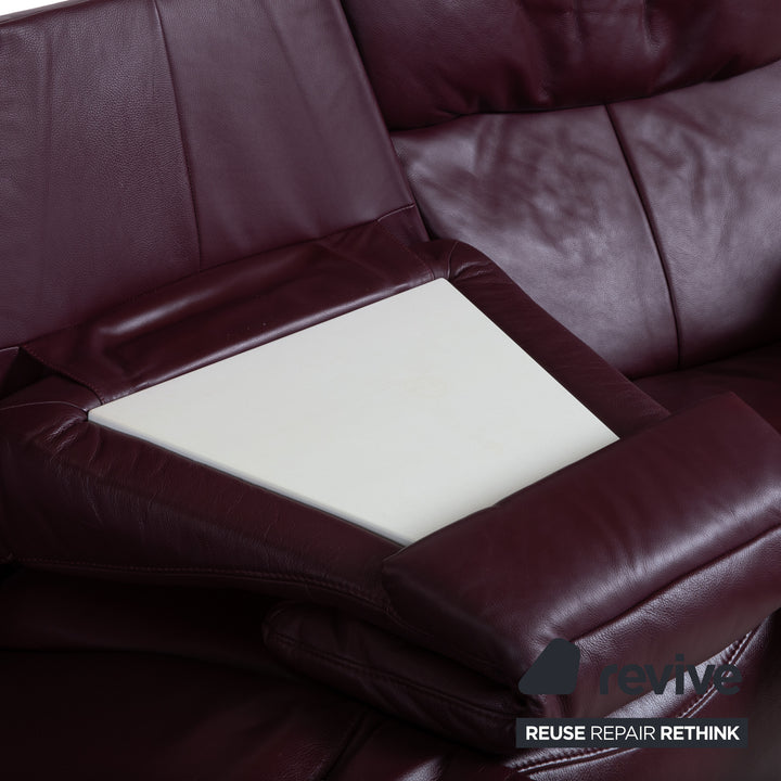 Himolla Trapez Leder Dreisitzer Rot manuelle Funktion Sofa Couch