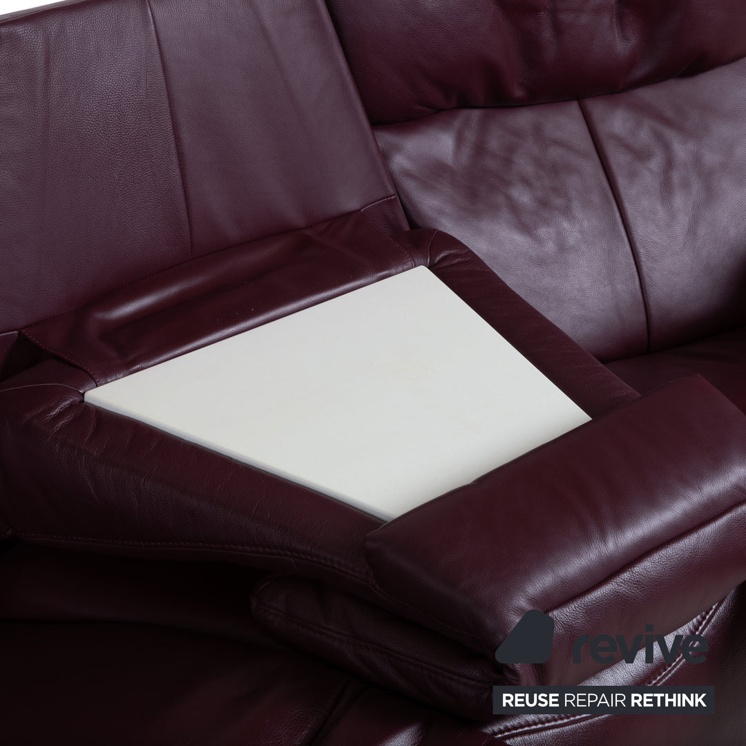 Himolla Trapez Leder Dreisitzer Rot manuelle Funktion Sofa Couch