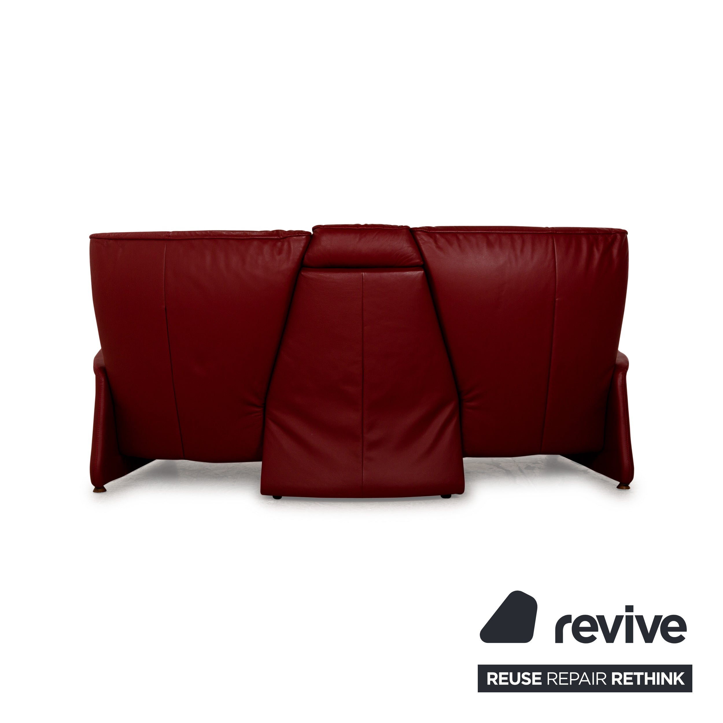 Himolla Trapez Leather Three Seater Red Manual Function Sofa Couch