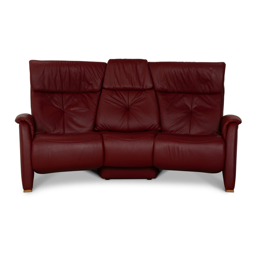 Himolla Trapez Leder Dreisitzer Rot manuelle Funktion Sofa Couch