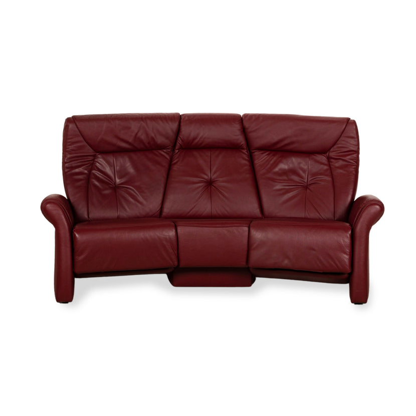 Himolla Trapez Leder Dreisitzer Rot manuelle Funktion Sofa Couch