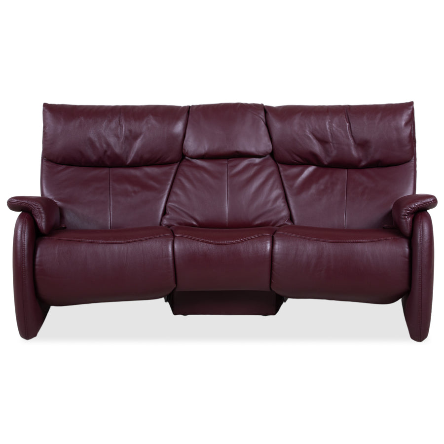 Himolla Trapez Leder Dreisitzer Rot manuelle Funktion Sofa Couch