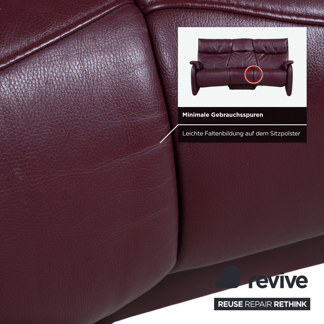 Himolla Trapez Leder Dreisitzer Rot manuelle Funktion Sofa Couch