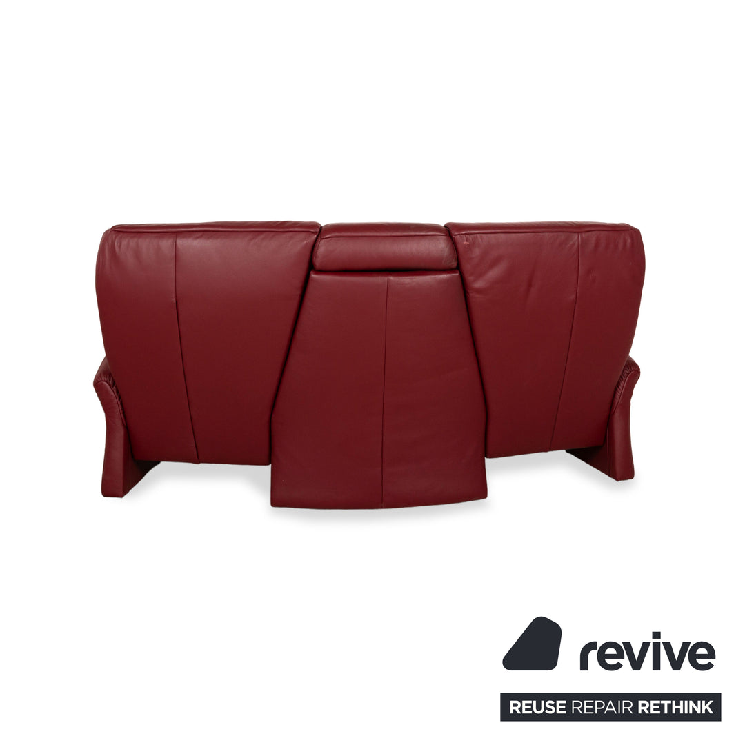 Himolla Trapez Leder Dreisitzer Rot manuelle Funktion Sofa Couch