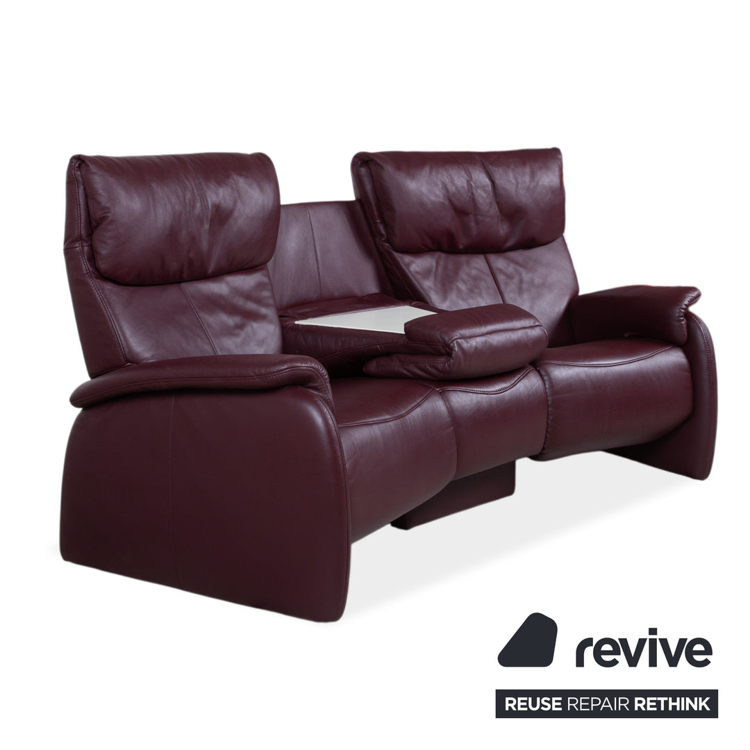 Himolla Trapez Leder Dreisitzer Rot manuelle Funktion Sofa Couch