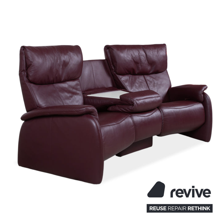 Himolla Trapez Leder Dreisitzer Rot manuelle Funktion Sofa Couch