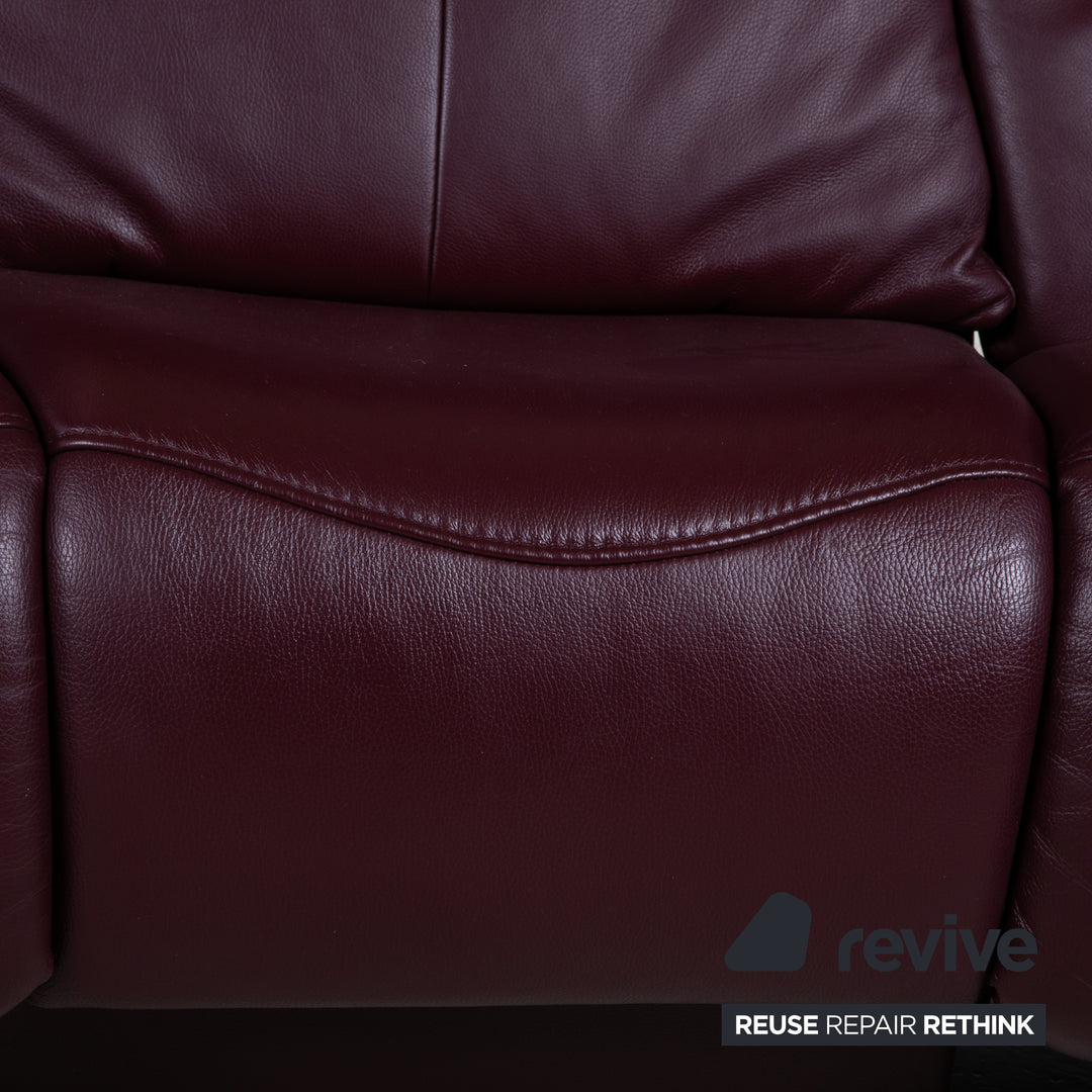 Himolla Trapez Leder Dreisitzer Rot manuelle Funktion Sofa Couch