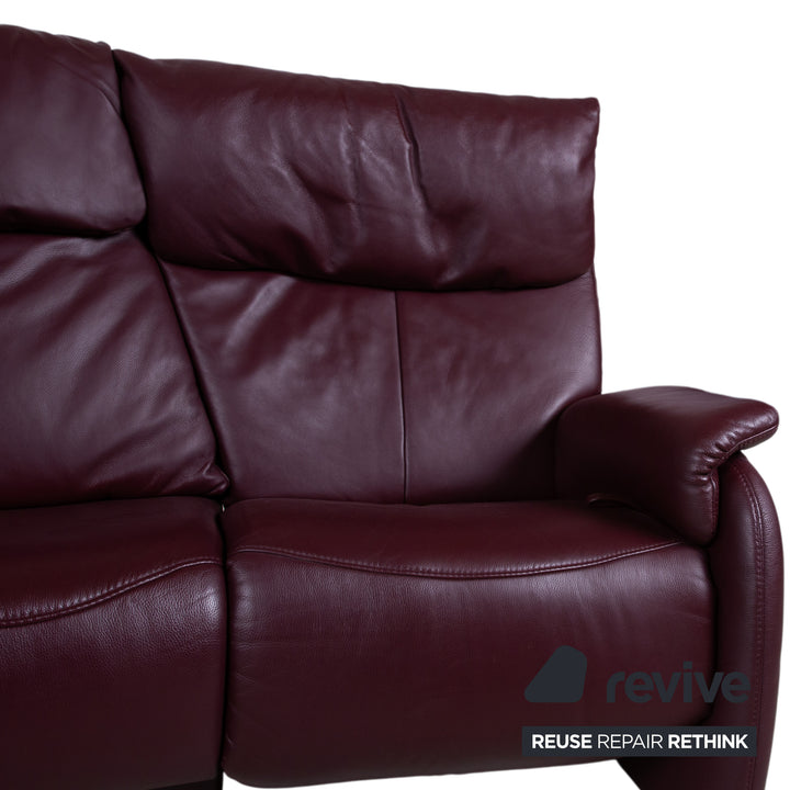 Himolla Trapez Leder Dreisitzer Rot manuelle Funktion Sofa Couch