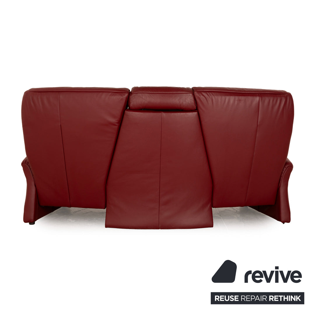 Himolla Trapez Leder Dreisitzer Rot manuelle Funktion Sofa Couch