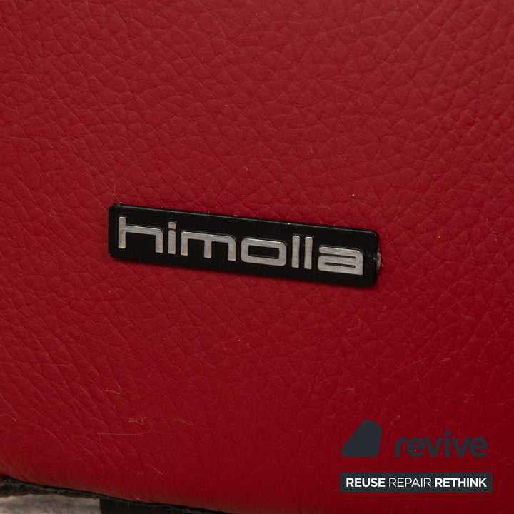 Himolla Trapez Leather Three-Seater Red Wine Red Electric Function Sofa Couch