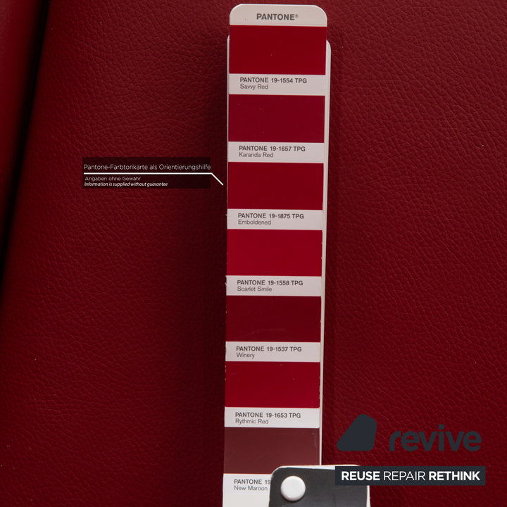 Himolla Trapez Leather Three-Seater Red Wine Red Electric Function Sofa Couch