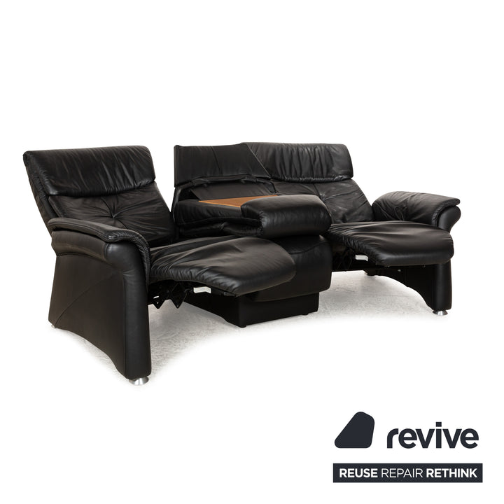 Himolla Trapez Leder Dreisitzer Schwarz manuelle Funktion Sofa Couch