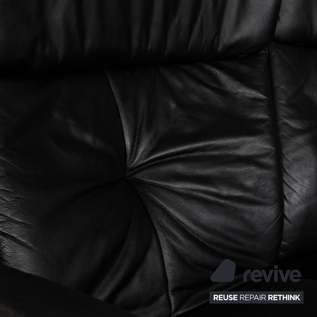 Himolla Trapez Leder Dreisitzer Schwarz manuelle Funktion Sofa Couch