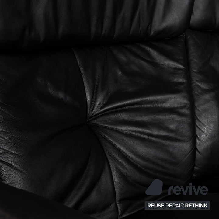 Himolla Trapez Leder Dreisitzer Schwarz manuelle Funktion Sofa Couch