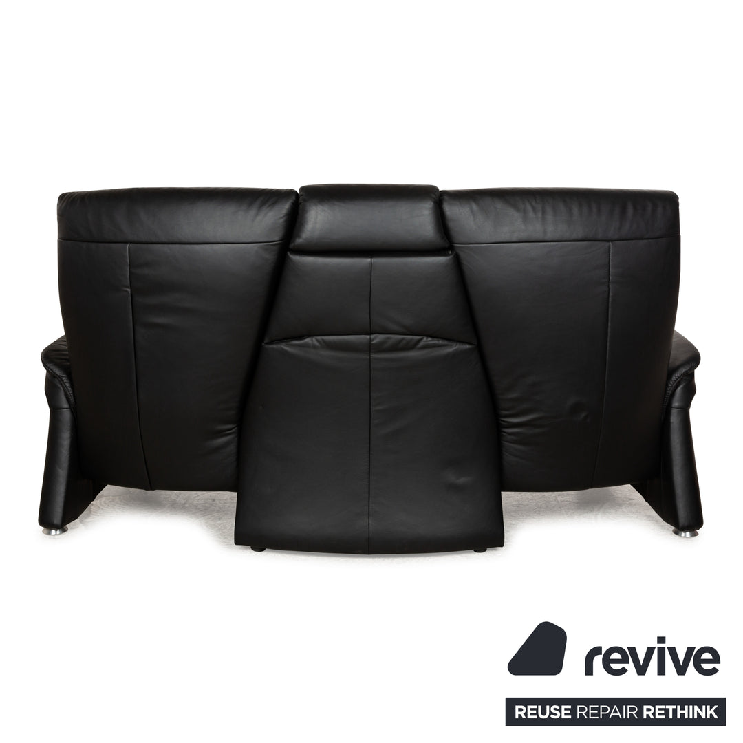 Himolla Trapez Leder Dreisitzer Schwarz manuelle Funktion Sofa Couch