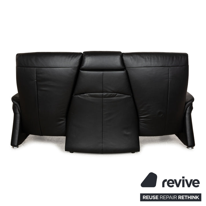 Himolla Trapez Leder Dreisitzer Schwarz manuelle Funktion Sofa Couch