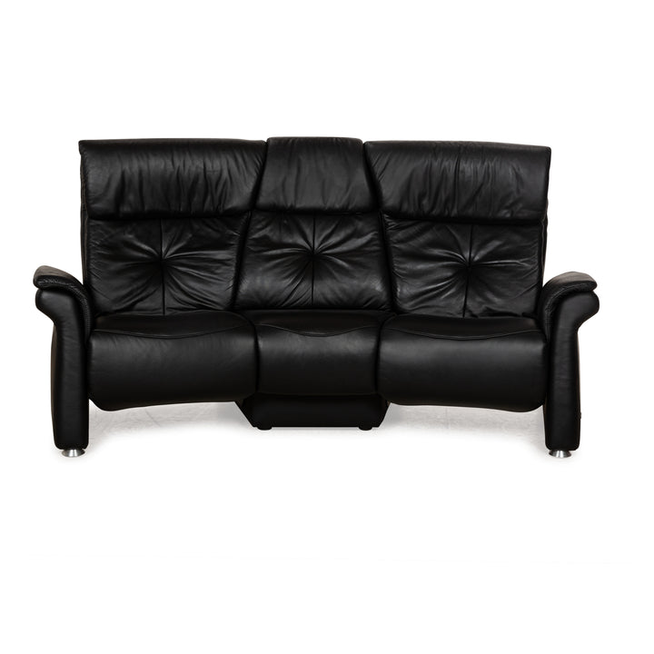 Himolla Trapez Leder Dreisitzer Schwarz manuelle Funktion Sofa Couch