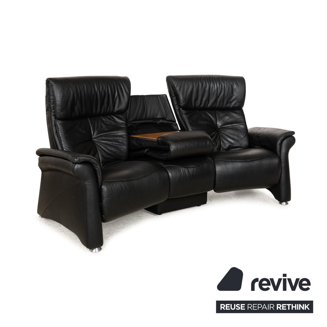Himolla Trapez Leder Dreisitzer Schwarz manuelle Funktion Sofa Couch