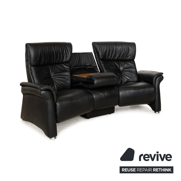 Himolla Trapez Leder Dreisitzer Schwarz manuelle Funktion Sofa Couch