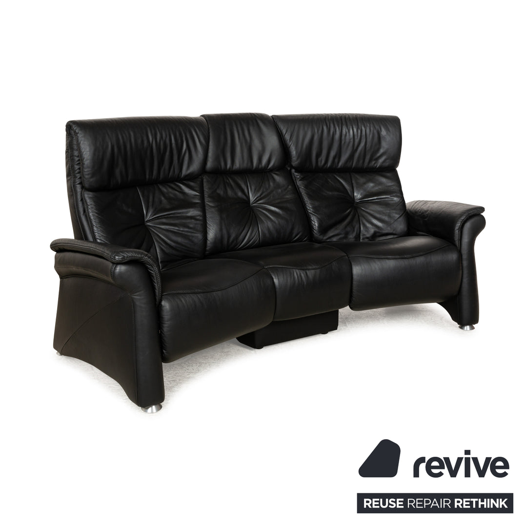 Himolla Trapez Leder Dreisitzer Schwarz manuelle Funktion Sofa Couch
