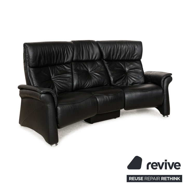 Himolla Trapez Leder Dreisitzer Schwarz manuelle Funktion Sofa Couch