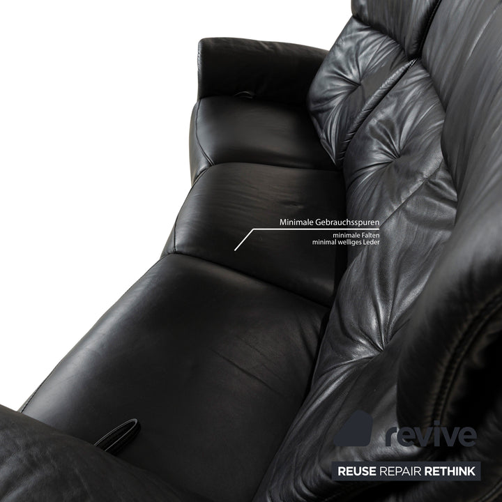Himolla Trapez Leder Dreisitzer Schwarz manuelle Funktion Sofa Couch