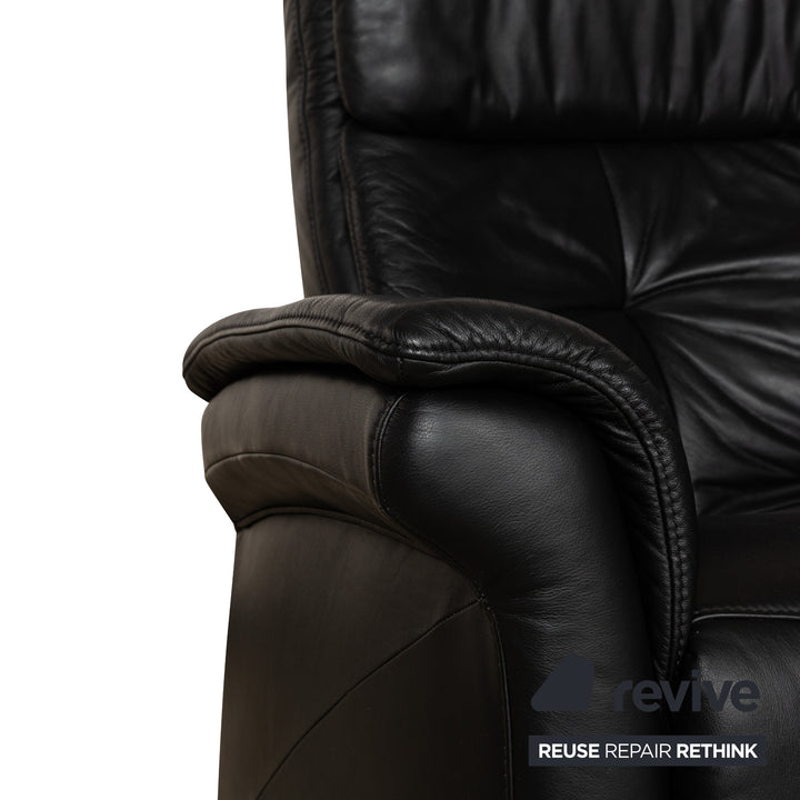 Himolla Trapez Leder Dreisitzer Schwarz manuelle Funktion Sofa Couch